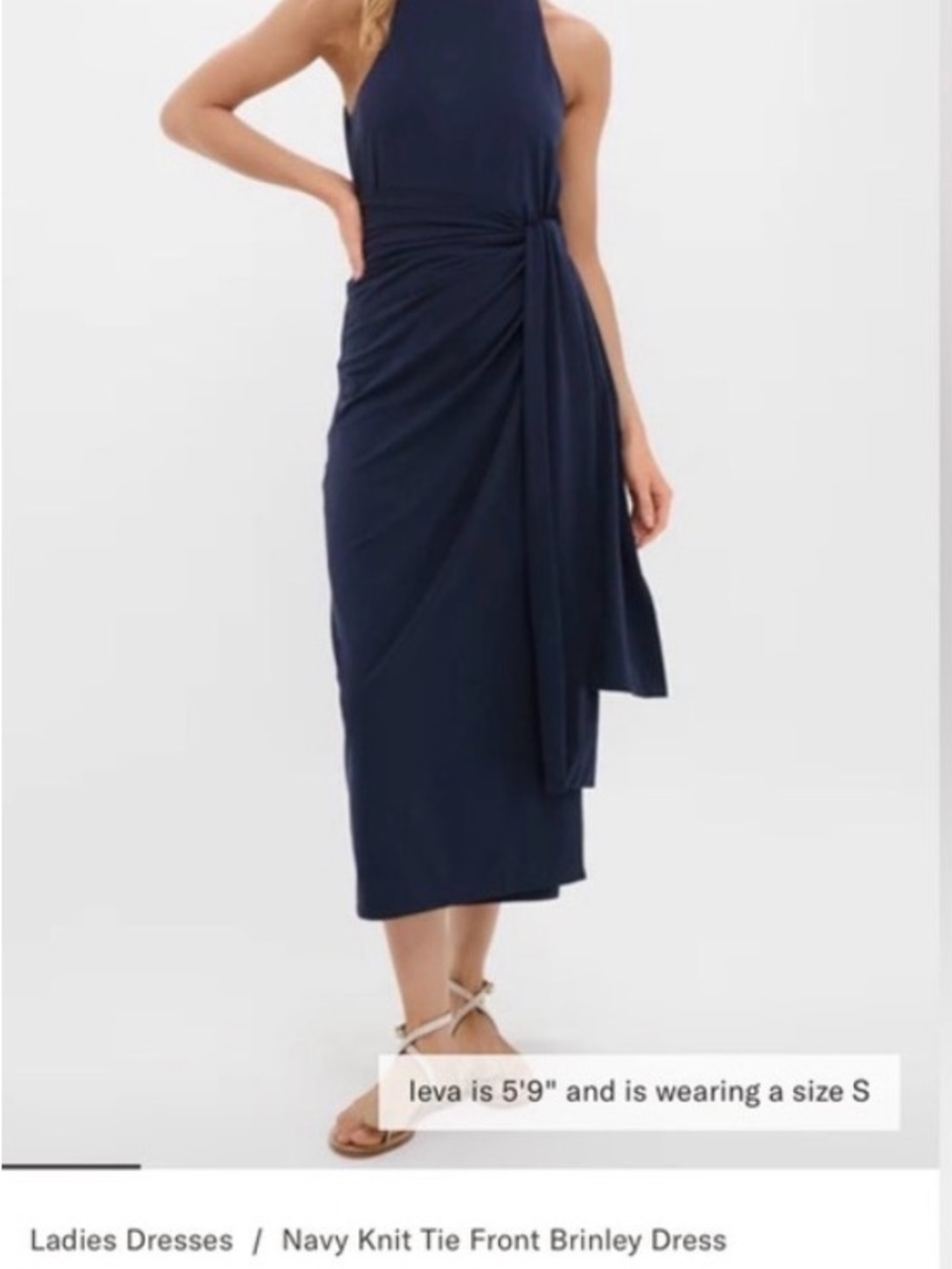 Tuckernuck Navy Halter Midi Dress with Side Tie